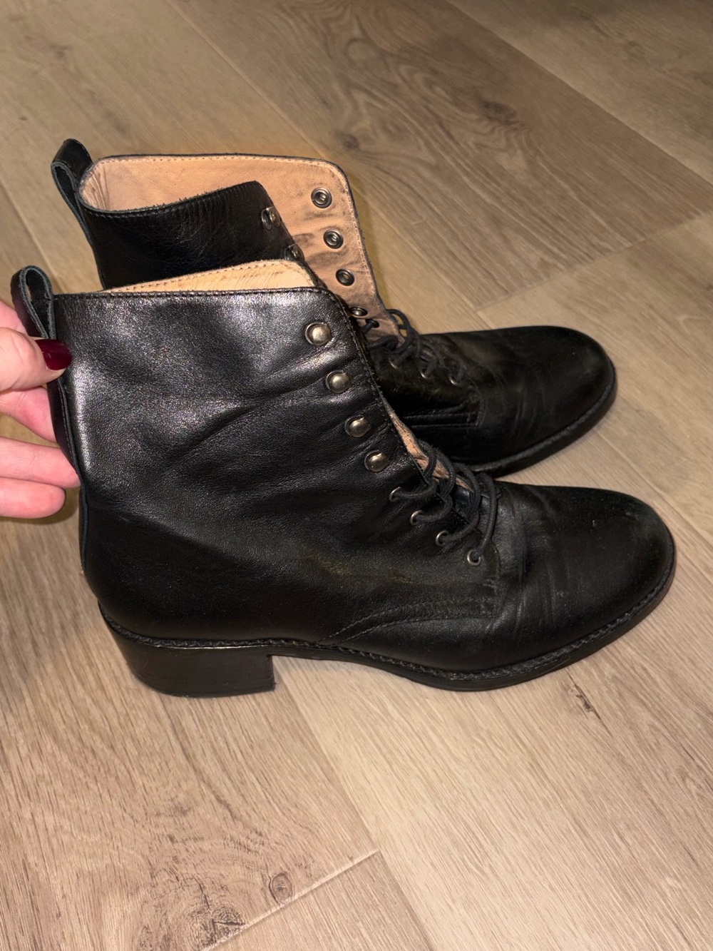 Madewell Black Leather Lace-Up Ankle Boots